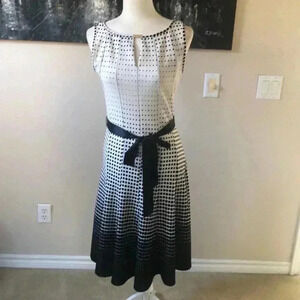 Haani Fit & Flare Black and White Swing Retro Style Dress-Size S